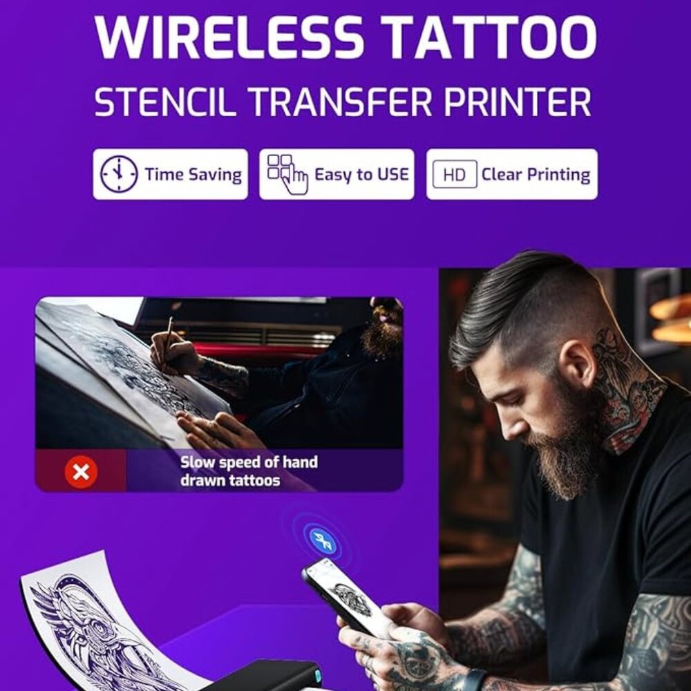 Phomemo M08F Ultra Wireless Tattoo Stencil Printer Stencil Printer for Tattooing - Picture 4 of 5